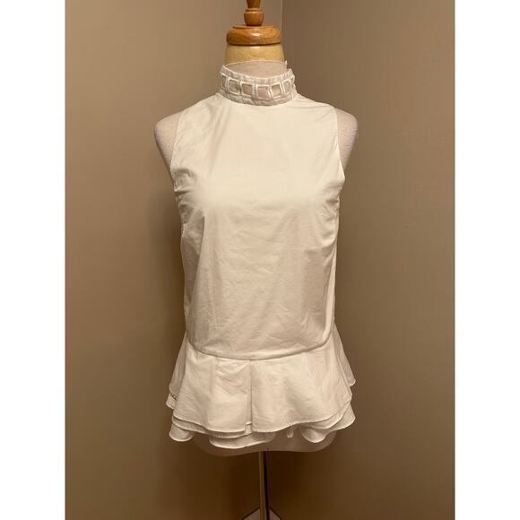 Jonathan Simkhai Layered Peplum Sleeveless Top White Sz Medium - Picture 1 of 9